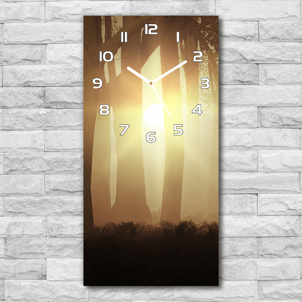 Vertical wall clock Fog in the forest