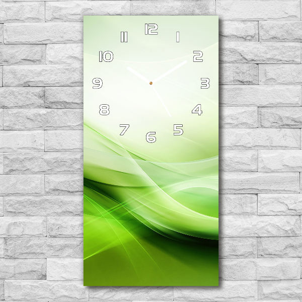 Vertical wall clock Green waves