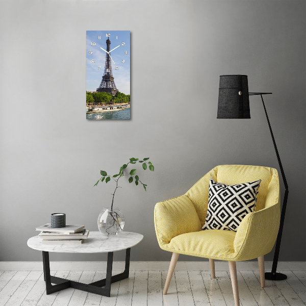 Vertical wall clock Eiffel Paris tower