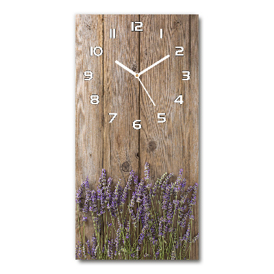 Vertical wall clock Lavender on wood