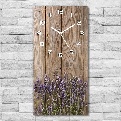 Vertical wall clock Lavender on wood