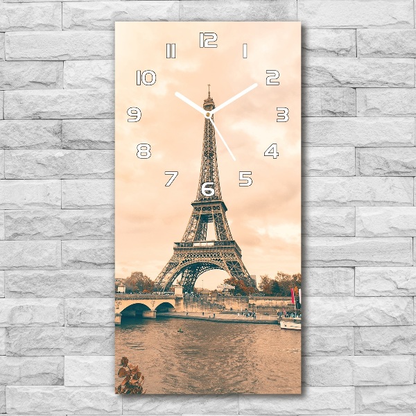 Vertical rectangular wall clock Eiffel Paris tower