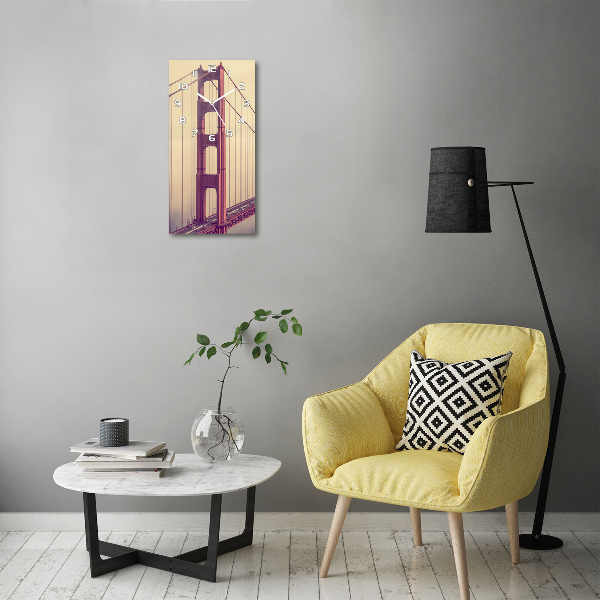 Modern vertical wall clock San Francisco bridge