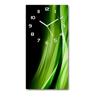 Modern vertical wall clock Green waves