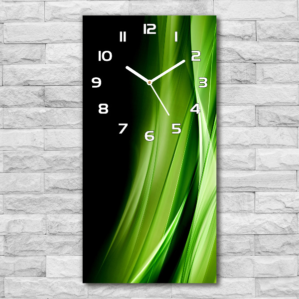 Modern vertical wall clock Green waves