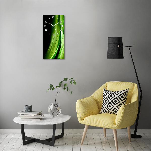 Modern vertical wall clock Green waves