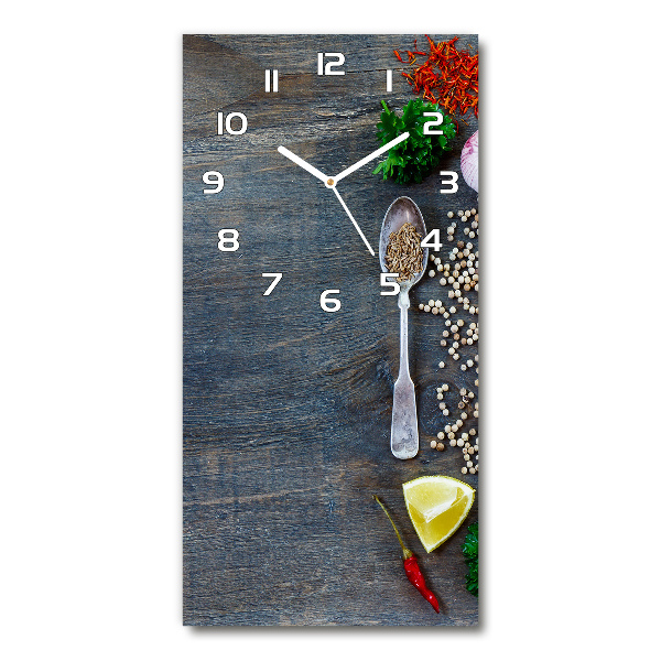 Vertical rectangular wall clock Spices and herbs