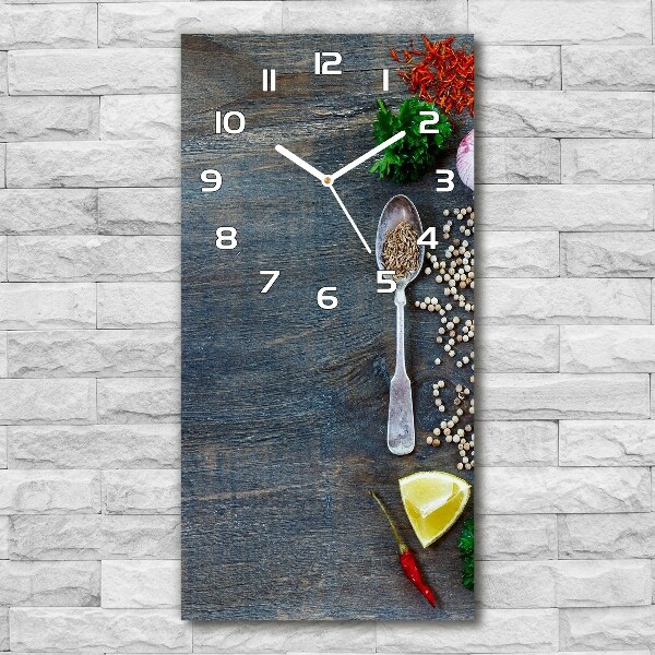 Vertical rectangular wall clock Spices and herbs