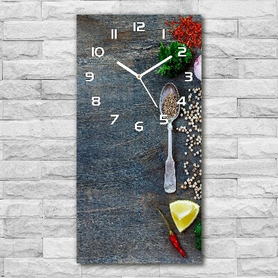 Vertical rectangular wall clock Spices and herbs