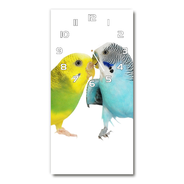 Modern vertical wall clock Faded parakeets