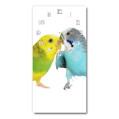 Modern vertical wall clock Faded parakeets