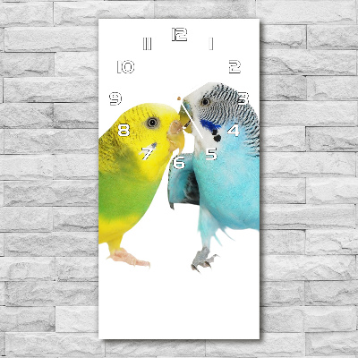 Modern vertical wall clock Faded parakeets