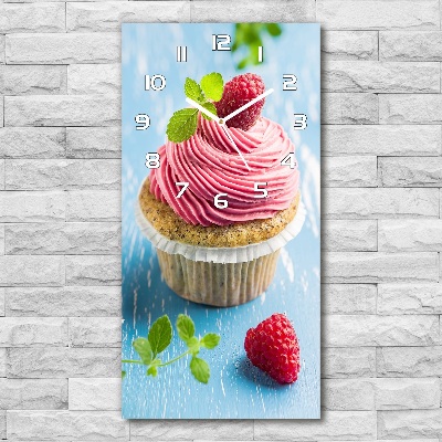 Vertical wall clock Raspberry cupcake