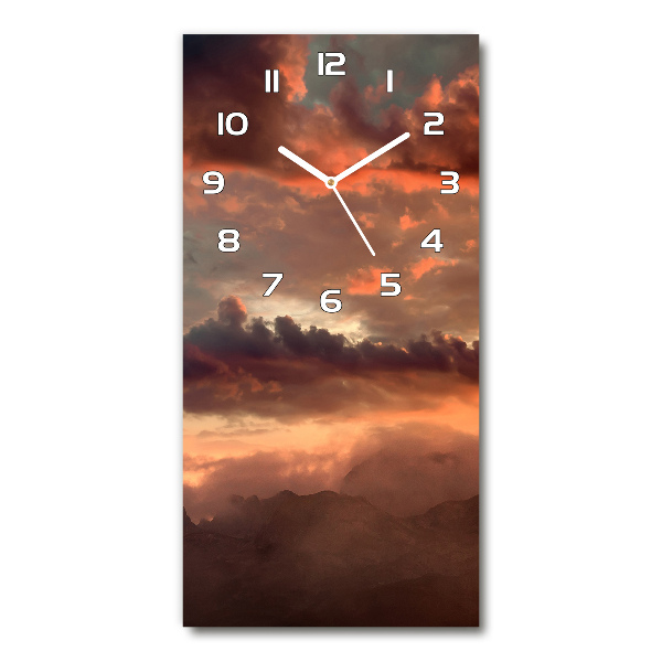 Vertical wall clock Sunset of the mountain