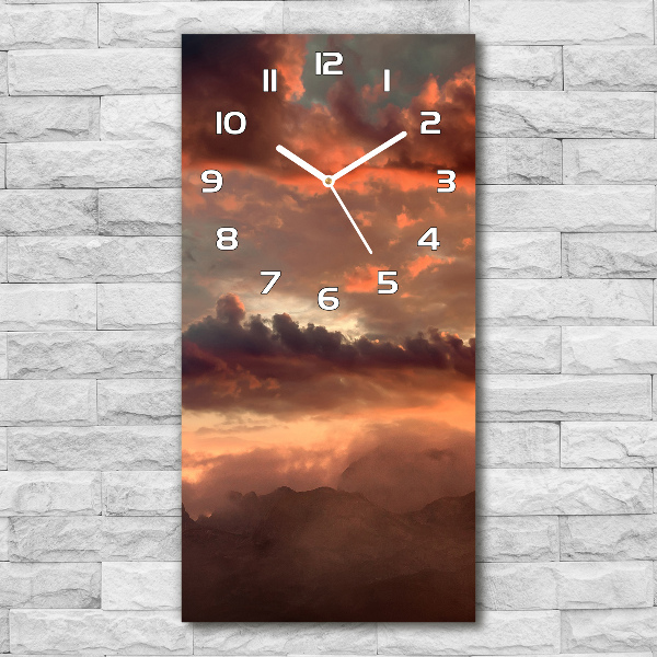 Vertical wall clock Sunset of the mountain