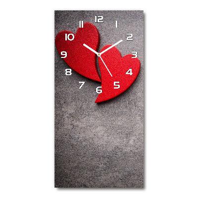 Vertical wall clock Red hearts