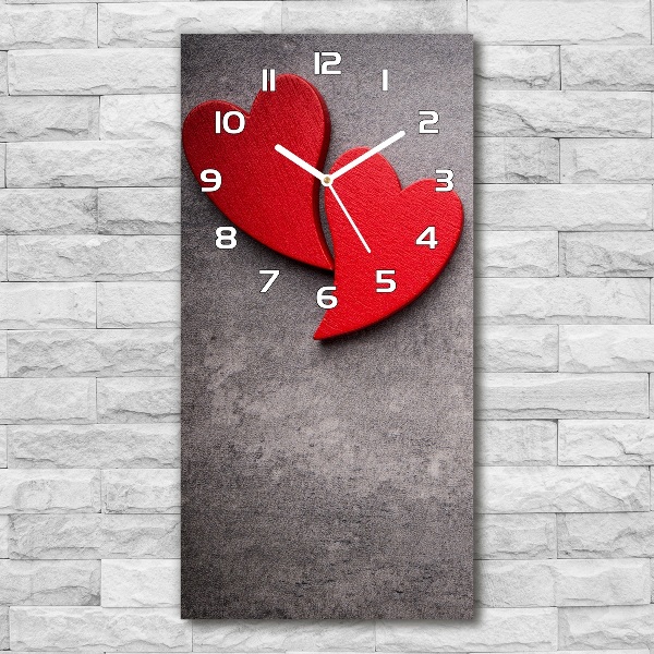 Vertical wall clock Red hearts