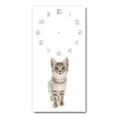 Vertical wall clock Gray cat