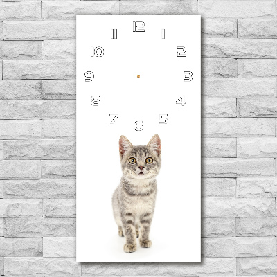 Vertical wall clock Gray cat