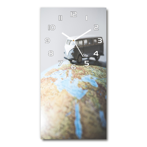 Vertical rectangular wall clock Van on the globe