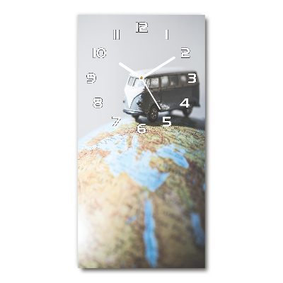 Vertical rectangular wall clock Van on the globe