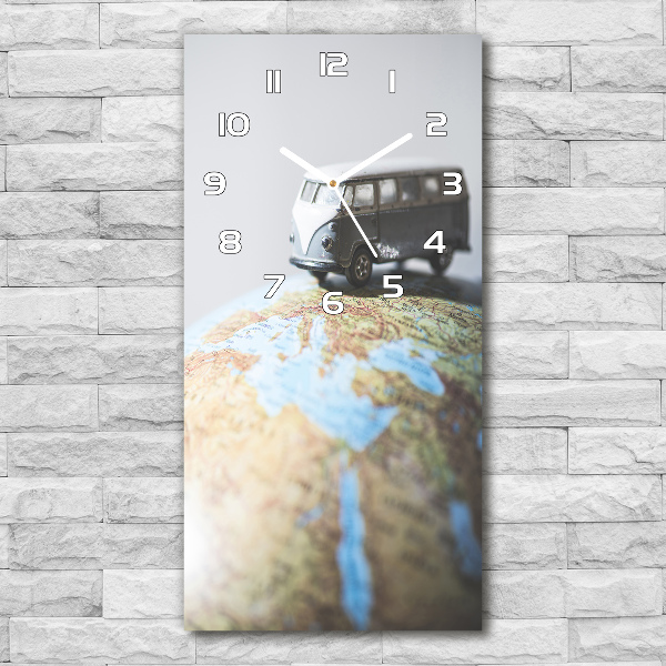 Vertical rectangular wall clock Van on the globe