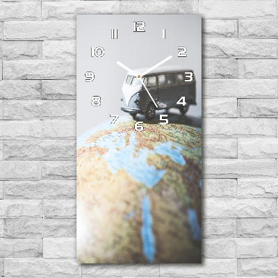 Vertical rectangular wall clock Van on the globe