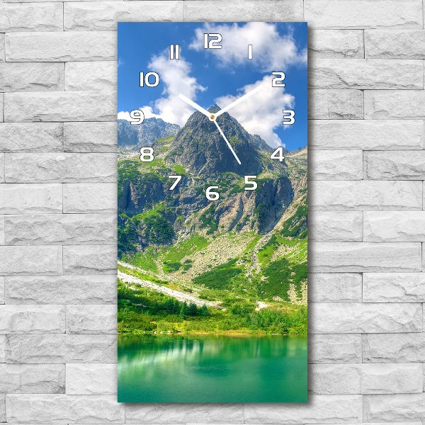 Vertical wall clock Lake in the mountains