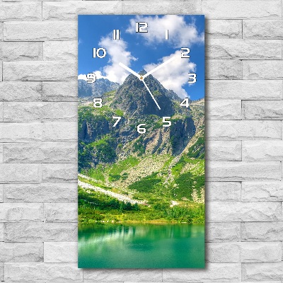 Vertical wall clock Lake in the mountains