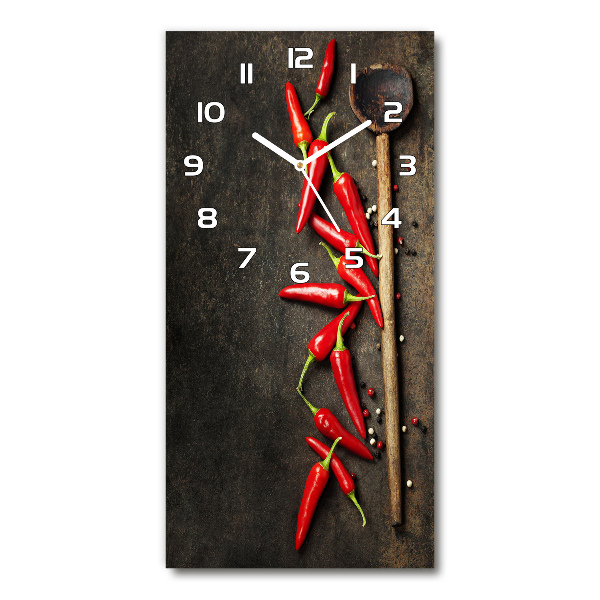 Modern vertical wall clock Chilli peppers