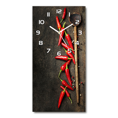 Modern vertical wall clock Chilli peppers