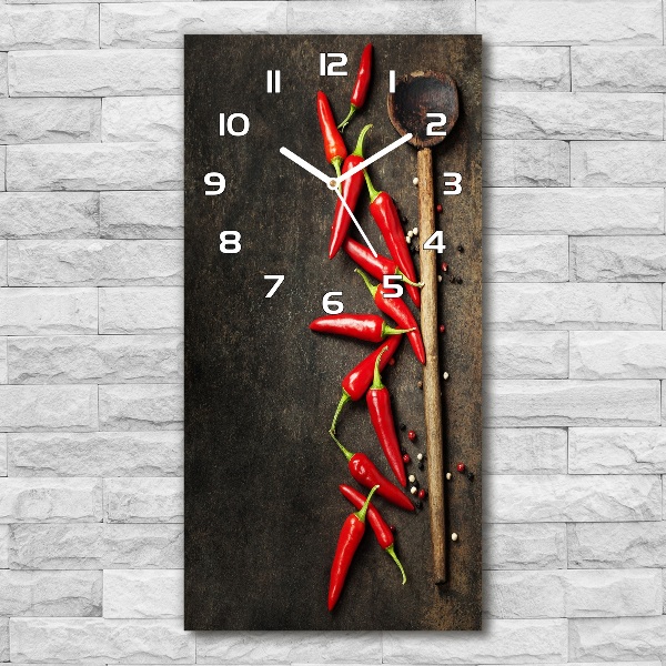 Modern vertical wall clock Chilli peppers