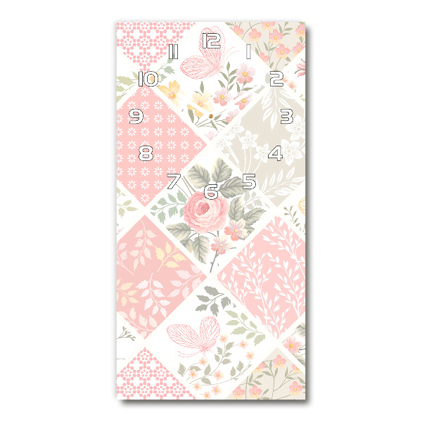 Vertical rectangular wall clock Floral pattern