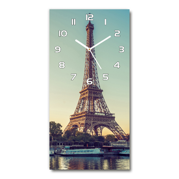 Vertical wall clock Eiffel Paris tower