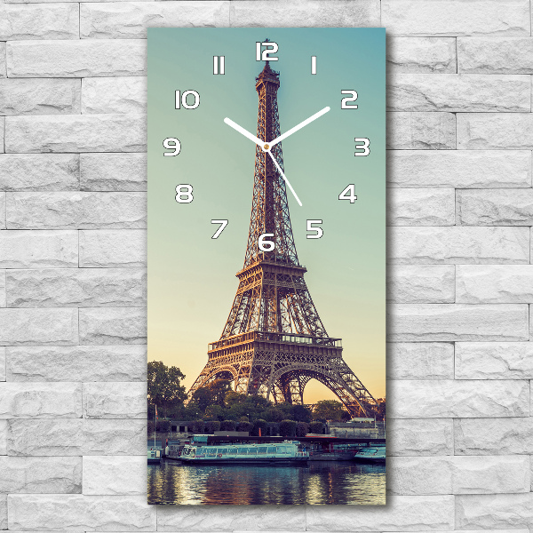 Vertical wall clock Eiffel Paris tower