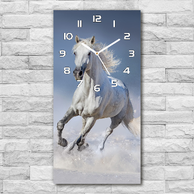 Modern vertical wall clock White horse at a gallop