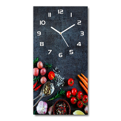 Vertical wall clock Vegetables and spices