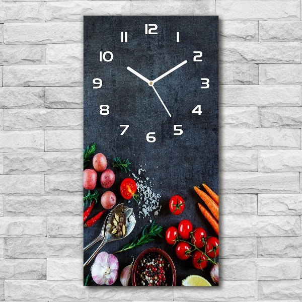 Vertical wall clock Vegetables and spices