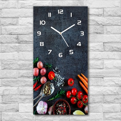 Vertical wall clock Vegetables and spices