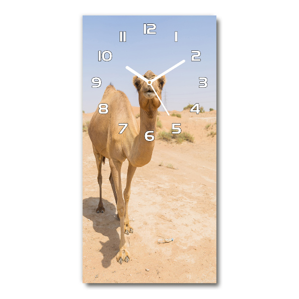 Vertical rectangular wall clock A camel in the desert