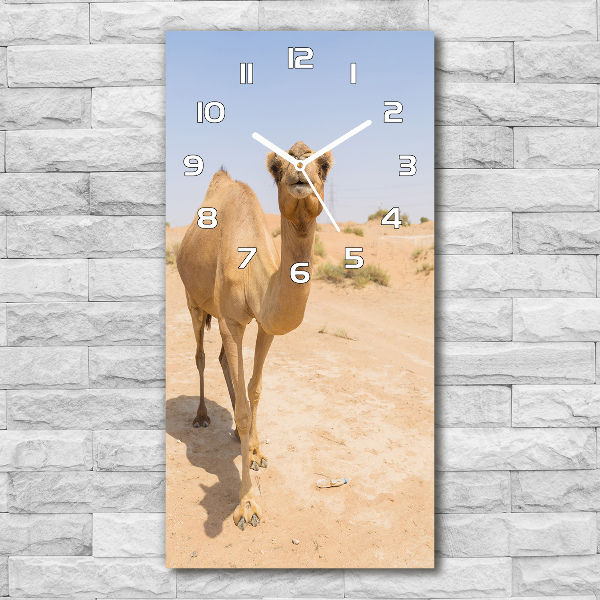 Vertical rectangular wall clock A camel in the desert