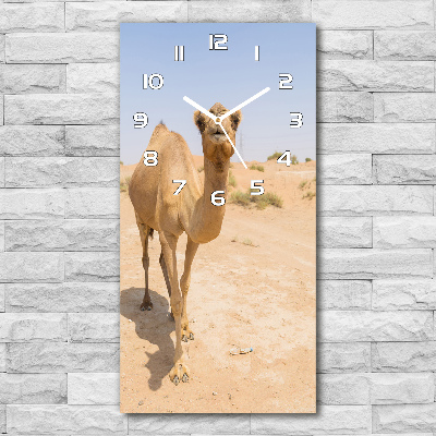 Vertical rectangular wall clock A camel in the desert