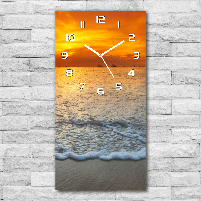 Vertical rectangular wall clock Sunset