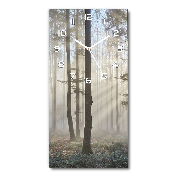 Vertical wall clock Fog in the forest