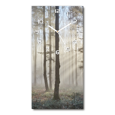 Vertical wall clock Fog in the forest