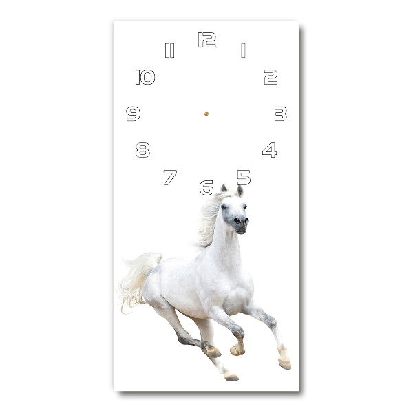 Modern vertical wall clock White horse at a gallop