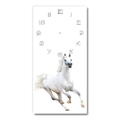 Modern vertical wall clock White horse at a gallop