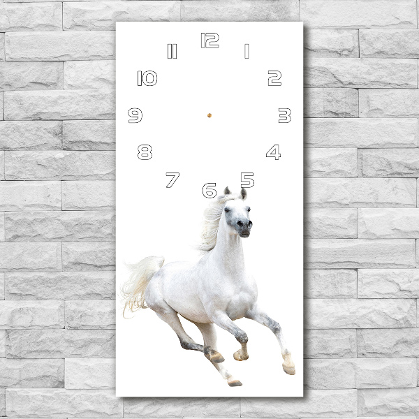 Modern vertical wall clock White horse at a gallop