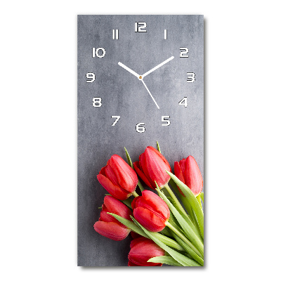 Vertical wall clock Red tulips