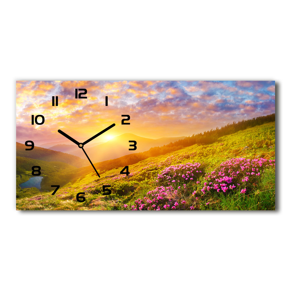 Horizontal wall clock Sunset of the mountain